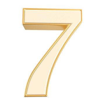 7 number Gold  3D render