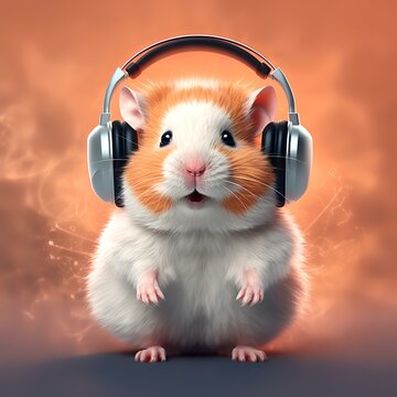 Hamster in Headphones Listening to Music - Generative

