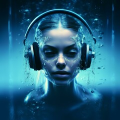Portrait of Futuristic-Looking Person with Headphones

