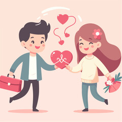 Couple Clip Art Icon Vector for Valentine
