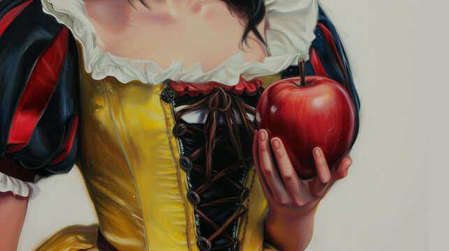snow white holding an apple