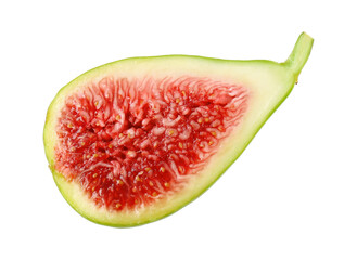 Half of fresh green fig isolated on white