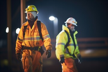 Fototapeta premium high-visibility clothing on workers at night