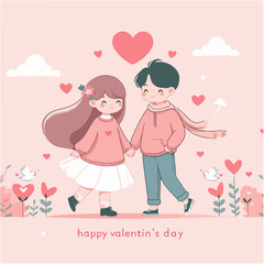 Couple Clip Art Icon Vector for Valentine