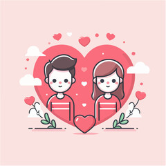 Couple Clip Art Icon Vector for Valentine