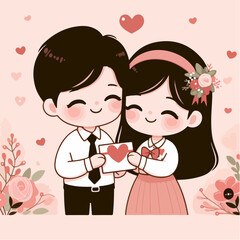 Couple Clip Art Icon Vector for Valentine