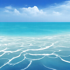 Blue emerald summer beach scene