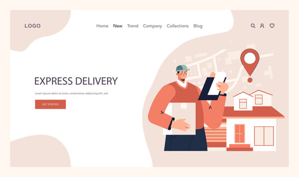 Delivery of goods web banner or landing page set. Warehousing, logistics and delivery of customer' order. Transportation and distribution service. Flat vector illustration