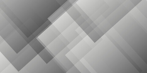 Abstract white and gray background design with layers of textured white transparent material in triangle and squares shapes. White color technology concept geometric line vector background.