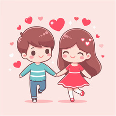 Couple Clip Art Icon Vector for Valentine