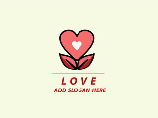 Heart logo and icons on isolated background
