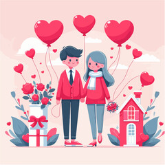 Couple Clip Art Icon Vector for Valentine