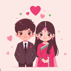 Couple Clip Art Icon Vector for Valentine