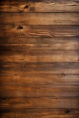 Fototapeta premium Wood plank top desk background, above view. Closeup grunge brown wooden oak table Generative AI