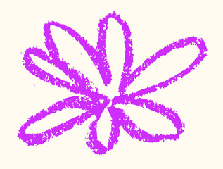 Flower chalk style wax crayons Hand drawn Children drawing