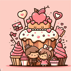 Couple Clip Art Icon Vector for Valentine