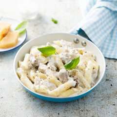 Pasta with chicken and cream sauce