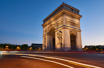 Fototapeta na wymiar View on the Arch de Triumph at sunset, Paris