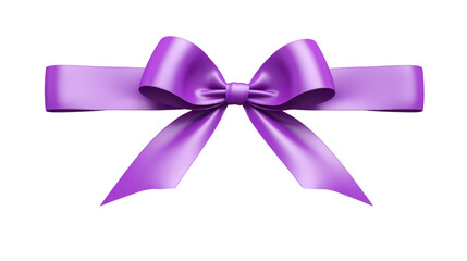 Purple ribbon elegantly draped on a transparent background.