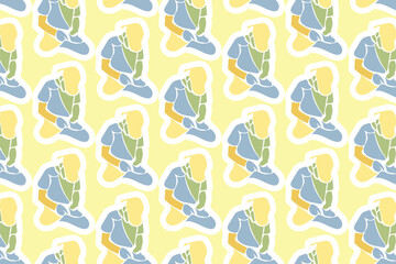 Vector Youth Day Sticker Seamless Pattern Background with pastel colors
