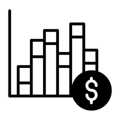 Dollar graph solid glyph icon