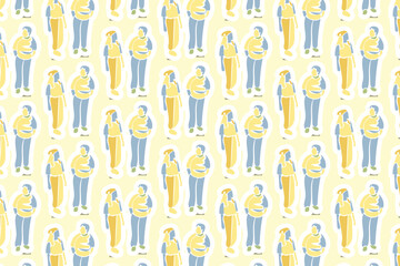 Vector Youth Day Sticker Seamless Pattern Background with pastel colors