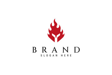 spartan logo design template flat vector. spartan fire burn creative logo design red color.
