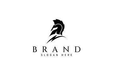 spartan logo icon design template flat black vector illustration. spartan warrior helmet creative logo vector. - obrazy, fototapety, plakaty
