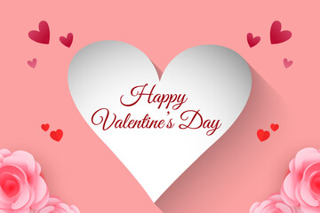 Valentines day background with heart pattern and typography of happy valentines day text