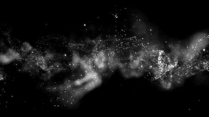 Abstract white clean, soft, shiny and blurred particle moving on black background. Abstract blurred circle beautiful bokeh motion design