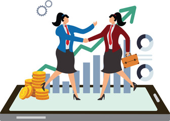 Cooperation, Separation,Dividing,Support,Business,Assistance,Economy, Businesswomans