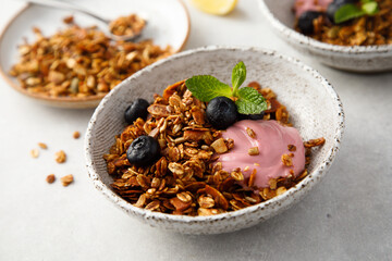 Granola bowl with yogurt and berries
