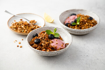 Granola bowl with yogurt and berries