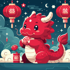 Welcome the Chinese New Year with our 2024 Dragon Icon! This charming design features a stylized dragon, a symbol of power, strength, and good luck in Chinese culture.