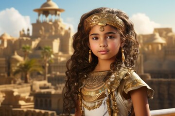 Obraz premium Historic Girl egyptian city. Civilization culture. Generate AI