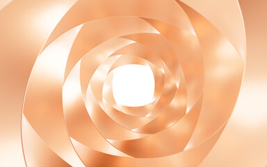 Abstract metal ring and curve background, 3d rendering.