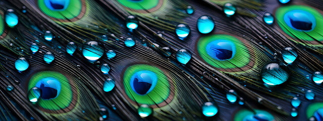 Nature's Iridescence: Peacock Feathers in the Rain