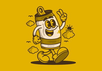Mascot character illustration of walking beer can