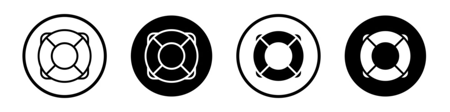 Lifebuoy icon set. Life Buoy ring for swim vector symbol in a black filled and outlined style. Sos Lifesaver pool ring sign.