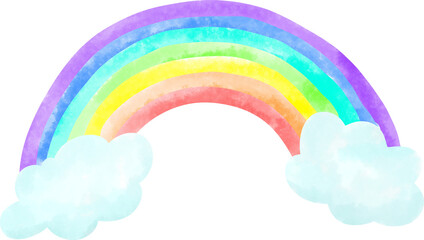 watercolor rainbow with clouds illustration
