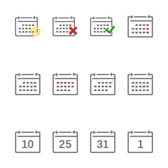 Vector set calendar on isolated white background.