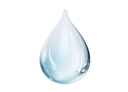 light blue drop of water on a transparent background