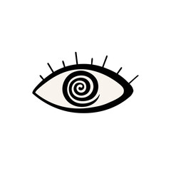 hypnosis, hypnotic eye. Vector Illustration for printing, backgrounds, covers and packaging. Image can be used for greeting cards, posters, stickers and textile. Isolated on white background.
