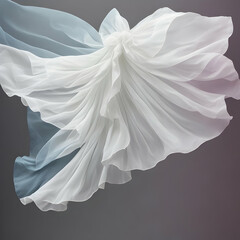 A wide expanse of chiffon fabric floating in the air.