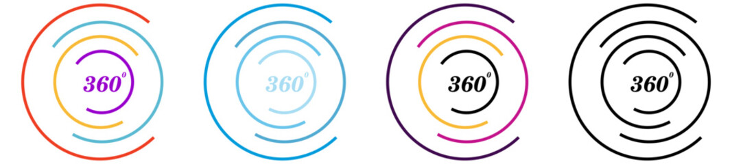 360 degrees modern company logo with colorful circle lines. - obrazy, fototapety, plakaty