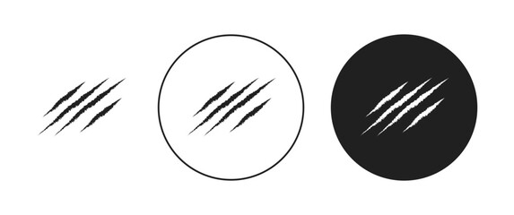 Claws Scratches Line Icon Set. Tiger and Cat Claw Scar Symbol in Black and Blue color. - obrazy, fototapety, plakaty