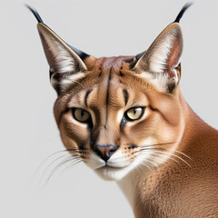 caracal cat isolated on white background. ai generative