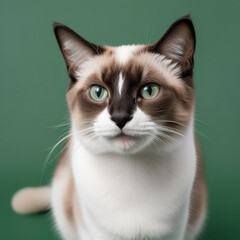 Fototapeta premium snowshoe cat isolated on green background. ai generative