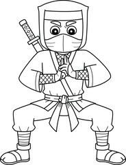 Ninja Doing Hand Seals Isolated Coloring Page 