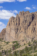 Fototapeta premium The massive wall of the Dillon Pinnacles in the Curecanti National Recreation Area